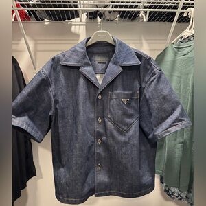 Prada Short-Sleeved Selvedge Denim Shirt